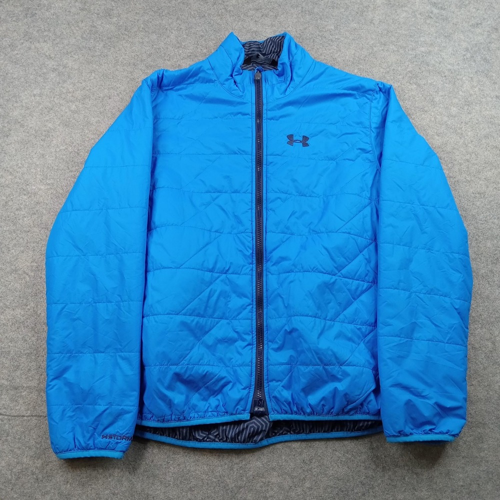 Under Armour Golf Jacket Youth XL‎ Blue Full Zip Quilted Insulated Puffer Coat